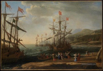  boote - Meer mit dem Trojans Brennen ihre Boote Landschaft Claude Lorrain